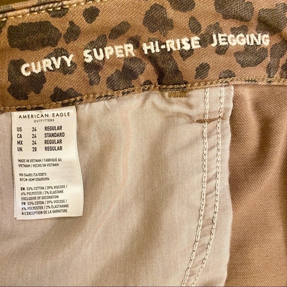 American Eagle Super High Rise Jeggings, Curvy Stretch Leopard Cheetah Plus 24 - Picture 9 of 12